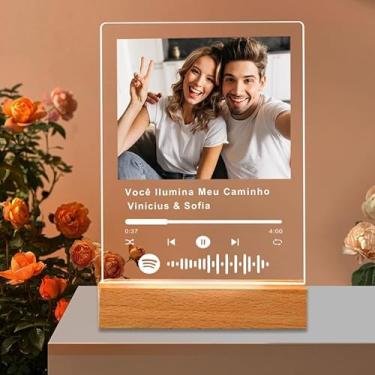 Imagem de Placa de Música em Acrílico Personalizada, Com Código de Barras do Spotify - Presente Único para Namorado(a) ou Casal, Sem Luz + Caixa