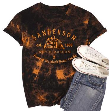 Imagem de Camisa HRIUYI Sanderson com estampa de Halloween preta 3XL