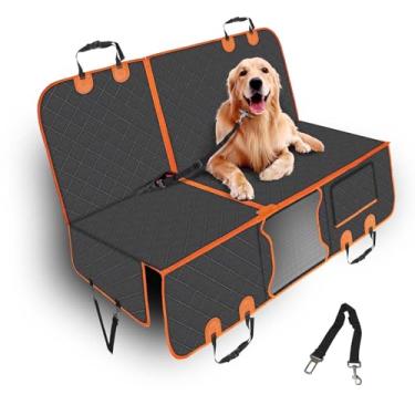 Imagem de PetJoy Capa de assento de carro para cães 100% impermeável, capa de assento de cachorro, capas de assento traseiro macias duráveis para carros (vermelho)