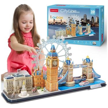 Imagem de Quebra Cabeças 3D Arquitetura Londres para Crianças e Adultos, 107 Peças, CUBICFUN, Azul