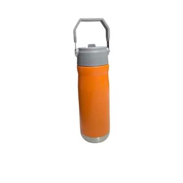 Imagem de Squeeze Garrafa 650 ml Aço Inox Térmica com Canudo - NoBrand, Laranja