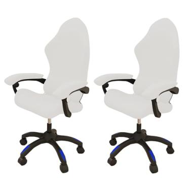 Imagem de Lzyjckh Capa para Cadeira Gamer com Apoio de Braço Capas para Cadeiras de Escritório Protetor Elástico Removível para Cadeira de Escritório e Computador Para Decoração de Casa,White,2 Packs
