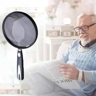 Imagem de 1 peça, lupa preta, alça de material plástico (13 cm), uso multifuncional, leitura de livros e jornais
