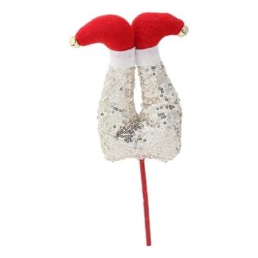 Imagem de oshhni de perna de elfo de Natal, enfeite de árvore de pelúcia para festa, pés de elfo, enfeite de Natal para jardim de férias, ano, sala de, Lantejoulas Champanhe