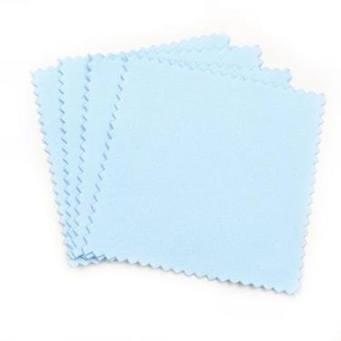 Imagem de [10 peças/15G] 50 peças/pacote de pano de polimento prata azul - limpeza de joias de camurça premium para prata esterlina | polimento protetor - presente essencial para cuidados com joias, suprimentos