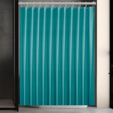 Imagem de Forro de cortina de chuveiro de plástico azul-petróleo, 182 x 182 cm, fino e leve, cortina interna de banheiro com orifícios de metal à prova de ferrugem e ímãs ponderados