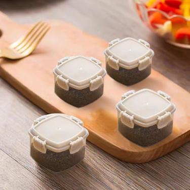 Imagem de 4 pçs/conjunto de garrafas de espremer condimento caixa de tempero de plástico recipiente de molho de salada para piquenique acessórios de cozinha gadgets (quadrado, 4 x 5 x 5 cm, 55 ml)