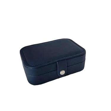 Imagem de Porta Jóias Multi-Função Portátil De Couro Organizador De Duplo Compartimentos Jóia Bijuteria Grande (2,Azul Marinho)