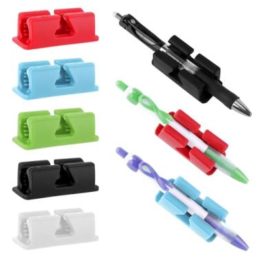 Imagem de 10 porta-canetas de silicone, suporte adesivo para lápis de mesa e clipe de marcador para escritório, casa, escola, estudante, sala de aula, material de professor (multicolorido)