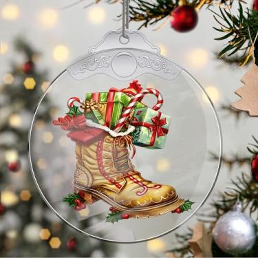 Imagem de Enfeites de Natal, botas de cristal, enfeites de árvore de Natal feitos à mão, decoração de carro e casa - presentes de Natal, decoração de artesanato em acrílico, ideias de troca de presentes para