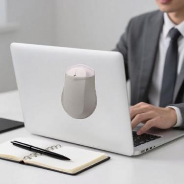 Imagem de Bolsa de mouse sem fio, suporte de mouse para laptop, bolsa de armazenamento na parte de trás do notebook, pasta repetida, sem resíduos de cola, cinza