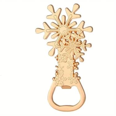 Imagem de 1 abridor de garrafa de metal de Natal, design de floco de neve – operação manual, presente de festa festiva durável, adequado para casamentos, aniversários, celebrações de Ano Novo e outras ocasiões.