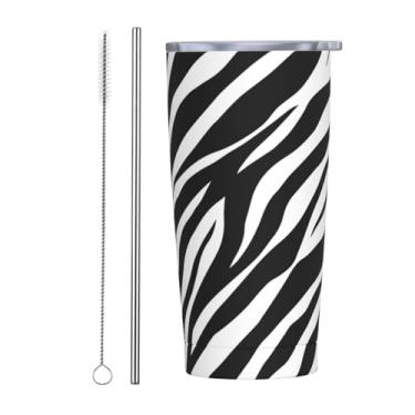 Imagem de CHASOEA Copo de zebra, 590 ml, com estampa de pele animal, aço inoxidável, isolado, com tampa e palha, caneca de café divertida, para viagem, chá, vinho, garrafa de água, presentes esportivos para