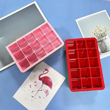 Imagem de Forma Forminha De Gelo 15 Cavidades 19x12cm De Silicone Flexível Com Tampa Cozinha Geladeira Frízer(KIT 2 PEÇAS)