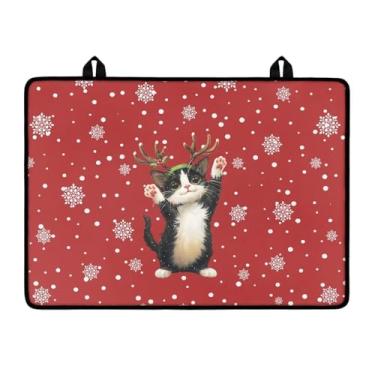 Imagem de YUVAMAGIMO Capa de fogão de vidro à prova de fogo e à prova d'água para gatos de Natal - Tapetes de secagem de pratos extragrande de 53 x 73 cm para cozinha - Tampa superior plana resistente ao calor