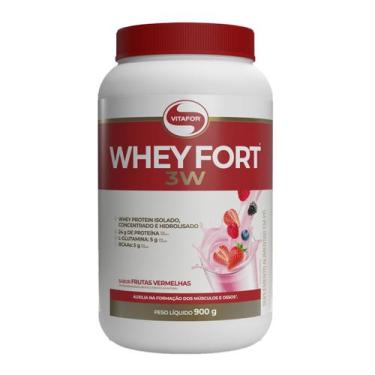 Imagem de Whey Fort 3W Isolado, Concentrado e Hidrolisado Frutas Vermelhas 900g 