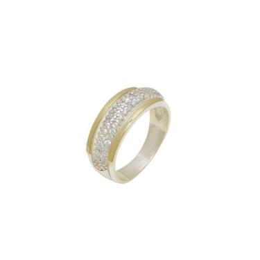 Imagem de Anel Brinco Conjunto de  Prata 925 com Aplique Ouro 14k Lily - HG Joia