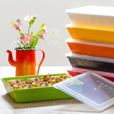 Imagem de Travessa Stillo Retangular Com Tampa 5l Amarela Em Polipropileno Linha Tropical Vem