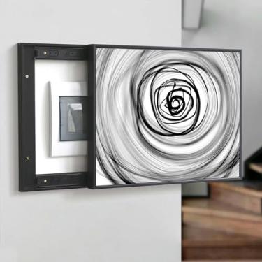 Imagem de SVMYTEBGE Painéis de parede decorativos, quadros para pendurar caixa elétrica caixa de distribuição esconder pinturas arte abstrata preto e branco decorativo, vertical, horizontal