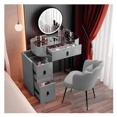 Imagem de Espreguiçadeira, penteadeira lindas penteadeiras ecológicas MDF Vanity Desk 5 gavetas mesa de maquiagem com espelho de toque inteligente redondo penteadeira casa