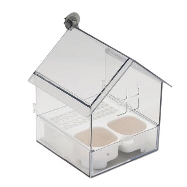 Imagem de Alimentador de pássaros transparente e banho de água - Prato de alimentação transparente para pássaros selvagens para jardim de pátio ao ar livre, atrair tentilhão, pardal,