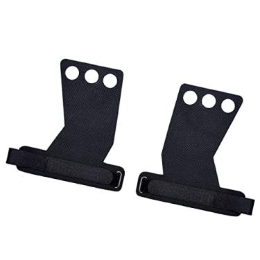 Imagem de Generic Protetor de Palma da Mão, Alça de Pulso Ajustável de Alta Resistência, Textura Antiderrapante, Protetor de Palma da Mão, 1 par Preto, 3 Furos para Os Dedos para Levantamento de Peso (M)