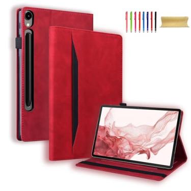 Imagem de Capa flip para Samsung Galaxy Tab S11 Ultra 37.1 cm 2025 SM-X930 X936B, capa protetora para tablet Galaxy Tab S11 Utlra, vermelha