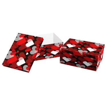Imagem de Caixa para Presente Cartonada VMP – Kit 10 Unidades | Tamanhos Diversos | Motivo Coração Verm-Pto | Papelão Rígido Premium | Embalagem Elegante para Presentes e Lembranças