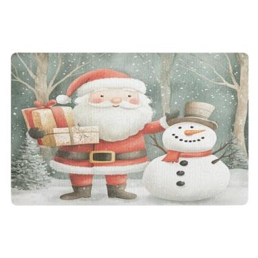 Imagem de SEHANY Tapete de porta de inverno Papai Noel Natal para todos os climas, impermeável, secagem rápida, bem-vindo, tapete de entrada antiderrapante, tapete decorativo de poliéster para entrada, varanda
