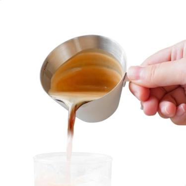 Imagem de watchget Copos de café expresso de aço inoxidável, bico único e copo medidor de balança com alça, capacidade de 100 ml, acessórios de café expresso para cafeteira, branco