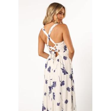 Imagem de Petal & Pup Vestido longo feminino avelã, Floral azul-marinho, M