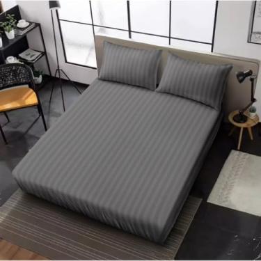 Imagem de Jogo de lençol com de 02 03 Preço Não Desbota Conjunto de Capa de Colchão Solteiro Casal Queen King(12#CINZA ESCURO Listrado,SOLTEIRO)
