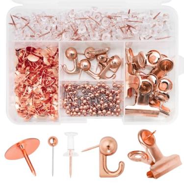 Imagem de Cionyce Conjunto de 310 pinos de pressão, 5 tachinhas decorativas de polegar com desenhos sortidos de gancho e clipe para quadro de avisos, quadro de cortiça, escritório, decoração de casa e projetos