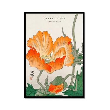 Imagem de Pôster Hasui Kawase Ohara Koson Impressões Katsushika Hokusai Pintura em Tela Onda Japonesa Arte de Parede Hiroshige Imagens para Decoração de Casa (SKU18,12 x 45,7 cm = (30 x 45 cm), Moldura de metal