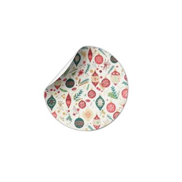 Imagem de Autocolantes Adesivos Redondos Natalinos 25 Unidades com Desenhos Coloridos - Tamanho 50x50cm