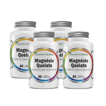 Imagem de Kit 4 Magnésio Quelato 260mg 4x60 cps Flora Nativa - Flora Nativa do B
