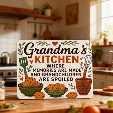 Imagem de Kathfly Grandma Gifts Tábua de corte de vidro de Natal para cozinha da avó 28 x 38 cm, melhores presentes de aniversário para avó, tábua de corte de vidro temperado de 4 mm, decoração de cozinha de