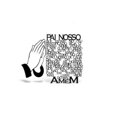 Imagem de Quadro Decorativo Pai Nosso Vazado, MDF 3mm, Preto, 30x30 cm