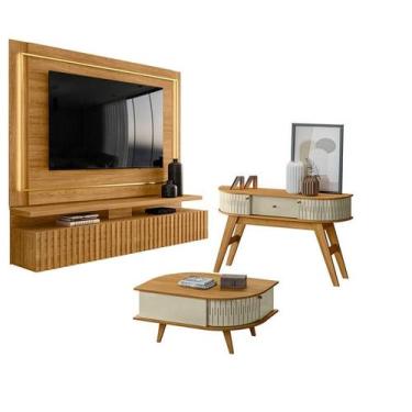 Imagem de Estante Home Theater Suspenso Gaia com Aparador Estoril e Mesa de Cent