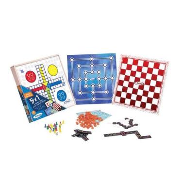 Imagem de Jogo 5X1  Damas, Ludo, Trilha, Dominó e Loto -  Xalingo