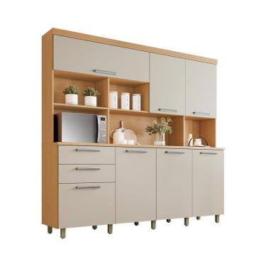 Imagem de Cozinha Compacta Nobreza 100% MDF 7 Portas 2 Gavetas Carvalho e Greice