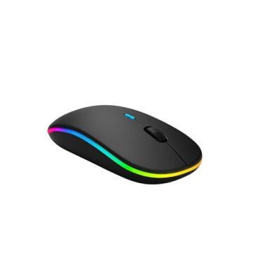 Imagem de Mouse Sem Fio Recarregável Bluetooth e Wireless 2.4GHz RGB Óptico Ergonômico – Mouse Premium para Notebook, PC e Desktop USB – Preto