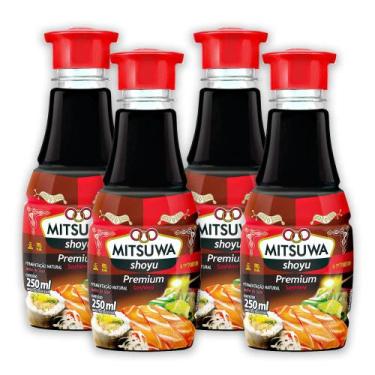 Imagem de 04Un Shoyu Premium Mitsuwa 250 Ml Para Comida Japonesa Oriental Sushi 