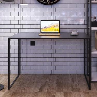 Imagem de Mesa de Escritório Moderna, 120x60cm, Estrutura em Aço Preto, MDP 15mm (Preta)