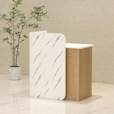 Imagem de Balcão de recepção moderno com gaveta com trava, escritório de madeira para computador, recepção, balcão de varejo, caixa para recepção, saguão, salão de beleza, supermercado (multicolorido, 100 x 45