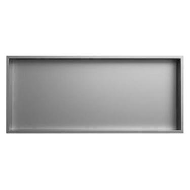 Imagem de Nicho de chuveiro de aço inoxidável – Prateleira de armazenamento à prova d'água para banheiro e cozinha, rack organizador de parede para sala de estar, café, escritório e hotel - acabamento cinza