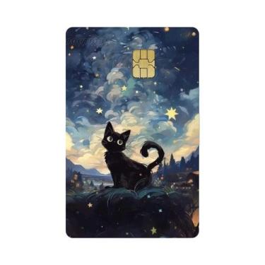 Imagem de Adesivo De Filme PVC De Gato Preto Para Cartão De Débito E Crédito Com