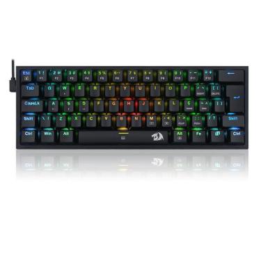 Imagem de Teclado Mecânico Gamer Redragon Fizz, RGB, Switch Brown, Preto - Preto - Único - Unissex-Unissex