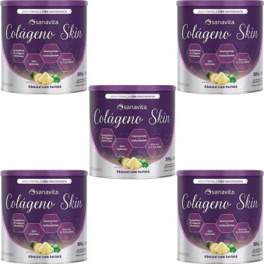 Imagem de Kit 5X Colágeno Skin - 300g Abacaxi com Hortelã - Sanavita-Masculino