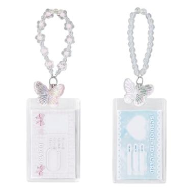 Imagem de NICENEEDED 2 peças de porta-cartões de foto Kpop de acrílico, porta-crachá de identificação, porta-cartões de foto de borboleta de acrílico fofo para cartão de álbum Kpop